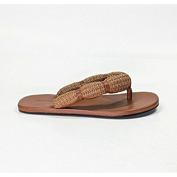 STAUD Women's Raffia Sierra Thong Sandals in Tan Size 37 (MSRP $250) - Picture 4 of 10